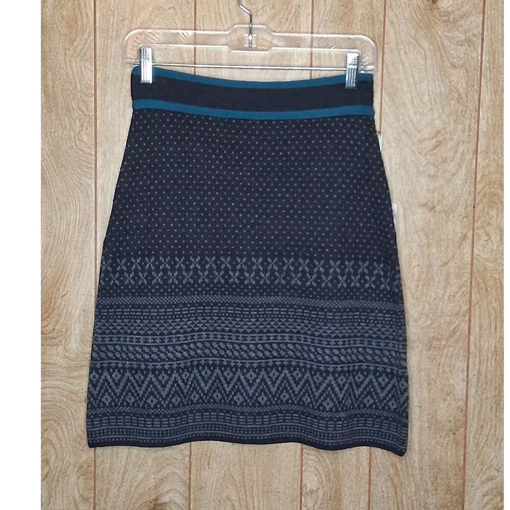 Ladies Aventura Eco Fair Isle Wool Blend Skirt Blue Gray Size XS